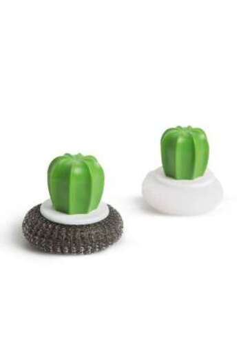 Pepita Set burete de spalat vase din fibre de otel/plastic – 2 buc. – model cactus – 8.5 x 8 cm