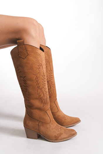 Riccon Women's Western Boots 00121300 Tan Suede