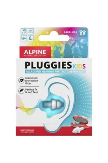 Alpine Reusable anti-noise earplugs for children 3-12 years old, transparent, protective