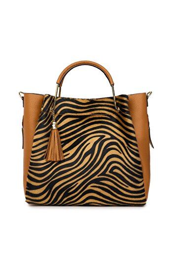 myOwn Fabiana pony hair leather bag, cognac/zebra