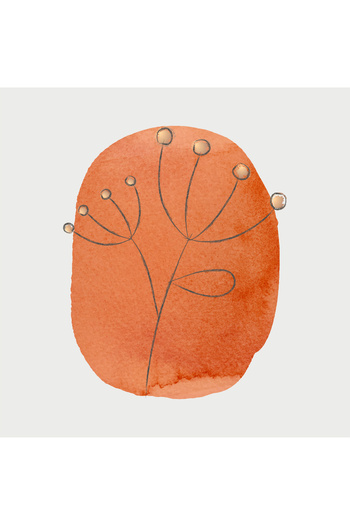 Harikabirev Hari̇kabi̇rev | Orange Color Flower Bohem Combination 03 | Framed Glass Table 3-Piece Vertical