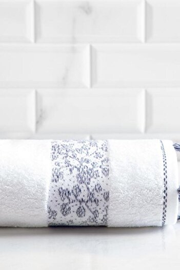 Madame Coco Πετσέτα προσώπου New Season Fayette - Luxury Collection - ΛΕΥΚΟ/ΣΚΟΥΡΟ ΜΠΛΕ