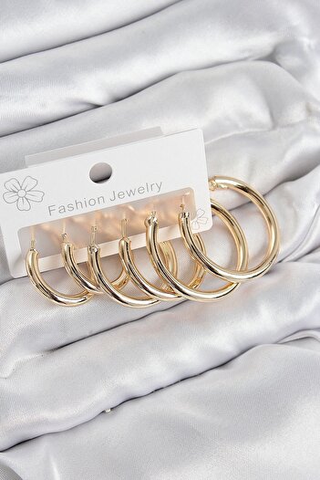 Gloriam Brass Ring Model Gold Color Women's Set Earrings