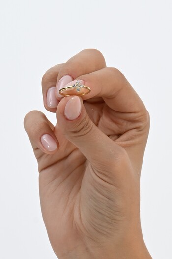 Söğütlü Silver Gümüş altın yaldızlı zirkon taşlı tiny clover yonca yüzük