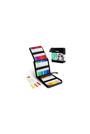 Ohuhu Set of 60 Paper Friendly Markers, Water Based, Peel-Free, Dual Brush & Fineliner Tip, Non Toxic