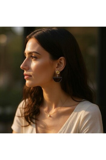 BuradaBuldun Brown Stone Minimal Style Earrings