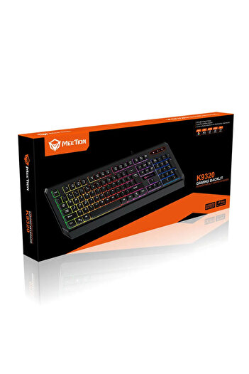 MeeTion Gaming keyboard MT-K9320 rainbow lighting, waterproof, USB, black