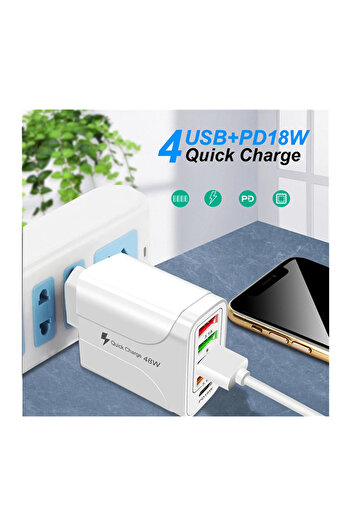 Generic USB Multiport Charging Adapter 48W UK Plug 5 Ports USB QC 3.0 PD18W For iPhone Samsung Xiaomi Tablet