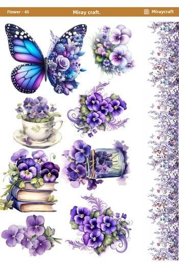 MirayDesign 1 Piece of Blooming Flowers Themed Sticker – 12X17 cm for Scrapbook, Bullet Journal, Planner