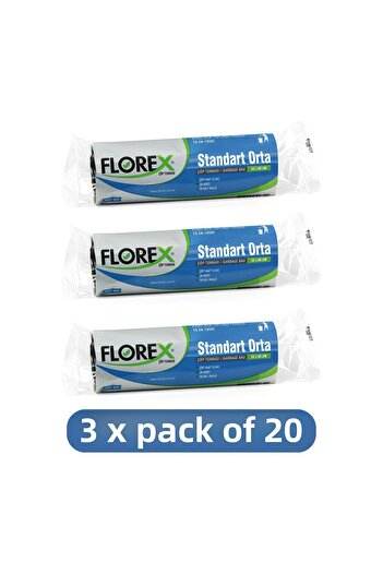Florex Standard Medium Garbage Bag 55X60 cm 20 Rolls Black 3 Rolls (60 Pieces)