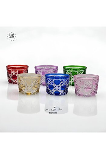 AKDEN STORE Crystal Cut Decor 6-Piece Palm Snack Bowl, Nut Bowl, Serving Bowl