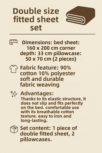 Madame Home Double Fitted Sheet Set Black Heart Patterned Corner Depth 33cm