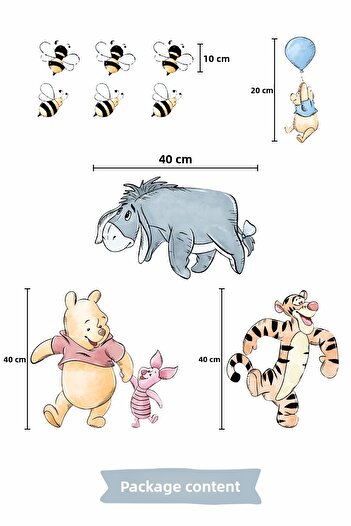 Grafikup Cute Winnie Sticker Set - Nursery Kids Room Wall Decoration Set