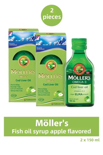 Möller's Fish Oil Syrup Apple Flavored 150 ml 2 Pieces