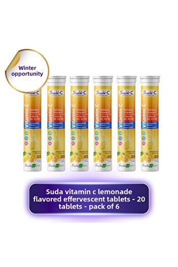 suda Vitamin C Lemonade Flavored 20 Effervescent Tablets - 6 Pcs