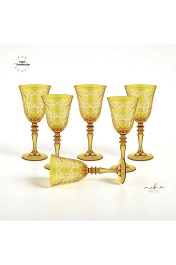 AKDEN STORE Crystal Decor Colorful Set of 6 Glasses, Water Glasses, Soft Drink Glasses