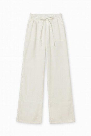 Mixray 4629 Women's Wide Leg High Waist Viscose Palazzo Pants White