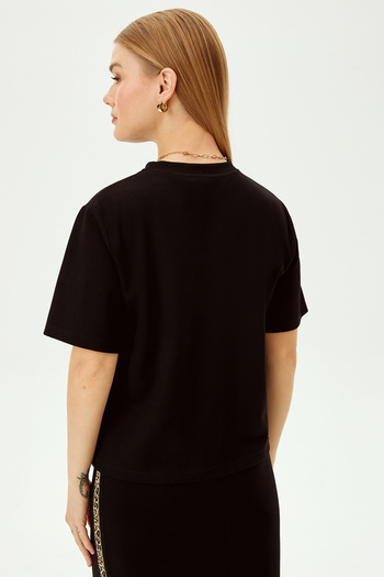 Allyco Crew Neck Short Sleeve Stripe Detailed Comfortable Fit Knitted T-Shirt