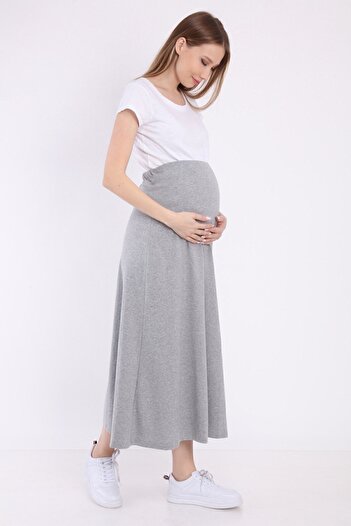 Luvmabelly Myra9031 Adjustable Waist Maternity Skirt -grey