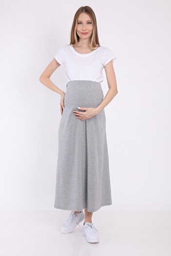 Luvmabelly Myra9031 Adjustable Waist Maternity Skirt -grey