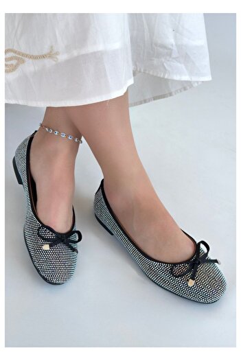 Zerenyus Potte Black Satin Comfortable Ballerinas