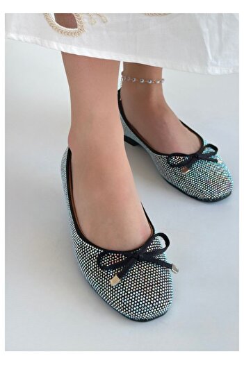 Zerenyus Potte Black Satin Comfortable Ballerinas