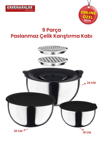 Kahramanlar Chef Mix 9 Parça Rendeli Karıştırma Ve Saklama Kabı