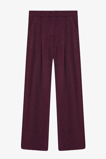 Quzu Wide Leg Palazzo Fabric Trousers Plum