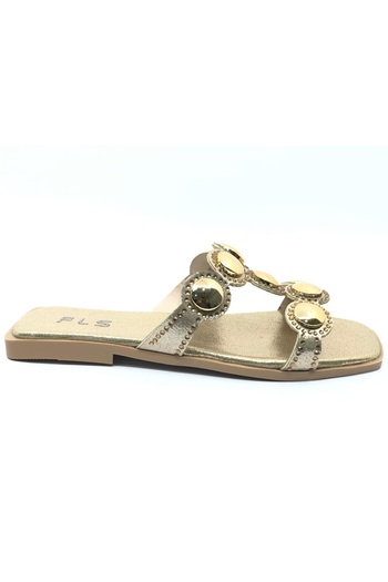 Kids Club Shoes Feles thin sole stone detailed women's slipper gold