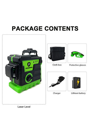 Choice1 Set 1 Pracmanu 3D Laser Level 12 Lines Laser Level Self-Leveling Horizontal and Vertical Cross Lines