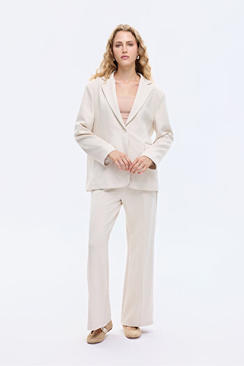 Quzu Μπουφάν με ένα κουμπί με μαλακή υφή Oversize Blazer Μπεζ