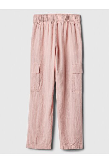 GAP Kız Çocuk Pembe Easy Keten Karışımlı Kargo Pantolon