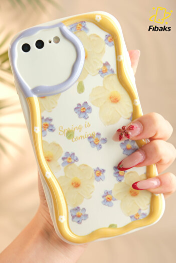 Fibaks iPhone 7/8 Plus Compatible Case Designed Patterned Camera Protection Daisy Flower Colored Silicone Cover