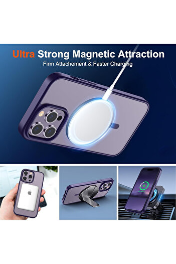 Fibaks İphone 14 Pro Max Uyumlu Kılıf Kamera Çıkıntılı Magsafe Şarj Destekli Yumuşak Kenarlı Mat Kapak