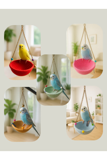 Quun Lovebird Parrot Swing Rope Knitting Handmade
