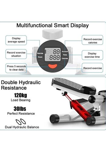 fulina Mini Fitness Stepper,with Electronic Display and Large Treads,2 Resistance Bands,Home Equipment