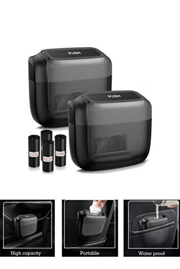 Bukela 2-Pack Car Trash Can – Leakproof, +4 Bag Rolls