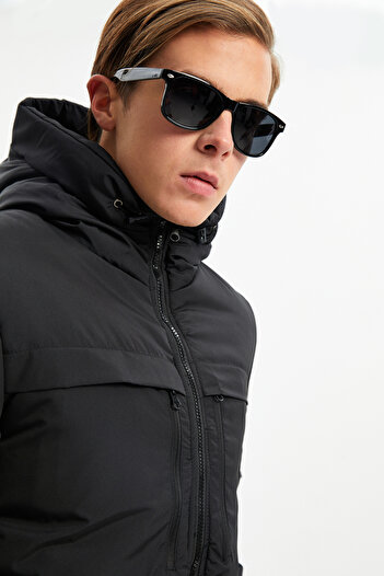 D1fference Men's Black Windproof Hooded Winter Parka - Coat & Coat