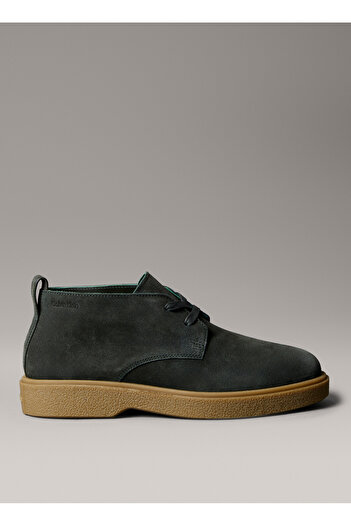 Calvin Klein Kožené khaki pánské boty TEXT RUBBER DESERT BOOT SU