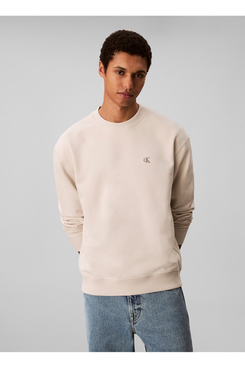 Calvin Klein Jeans Bisiklet Yaka Krem Erkek Sweatshırt LV04RC296G67U LS EU 350TERRY MONOGR