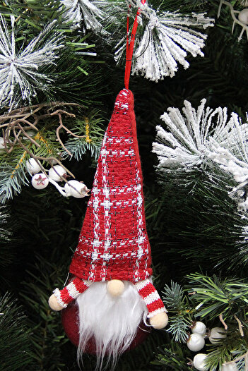 Dekorsende Christmas Ornament Striped Hanging Santa Claus Red White 35 cm