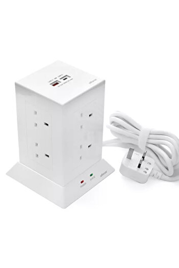 Alfanar توصيلة كهربائية الفنار 13 أمبير 8 مخارج 3 متر 2 USB
