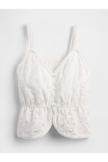 GAP KadınKeten Karışımlı Eyelet Peplum Bluz