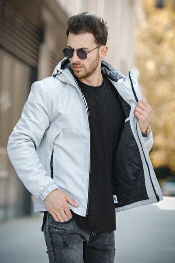 Oksit Men's Slim Fit Hooded Jestad Water Repellent Coat