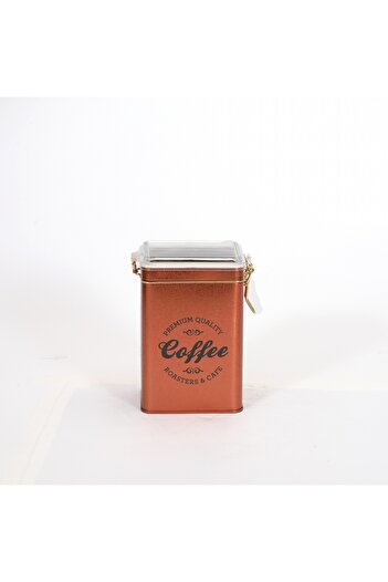 EVLE Ef043-k2 Sn_coffee Copper Patterned Rectangular Metal Storage Container 8x10 Cm