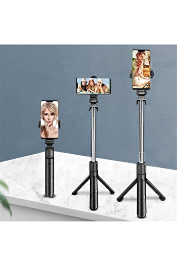 Selfie Stick Set 3 in 1, with LED Light and Tripod, Bluetooth connection, USB powered