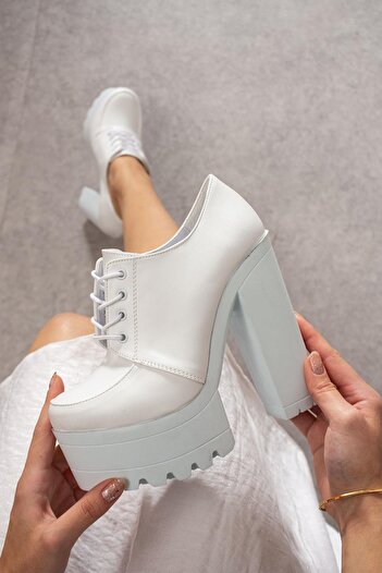 Modanizm White Nyla Heeled Shoes