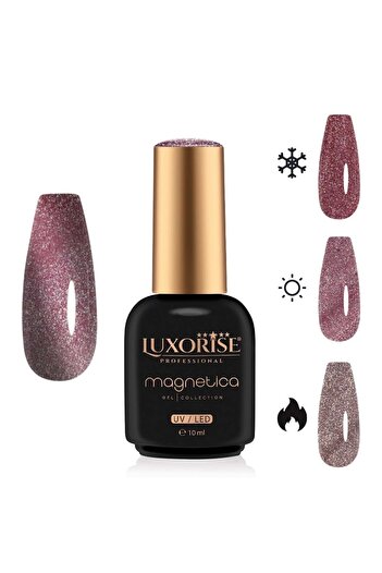 LUXORISE Oja semipermanentă MAGNETICA - ThermoCharm, Sclipici Granat 10ml
