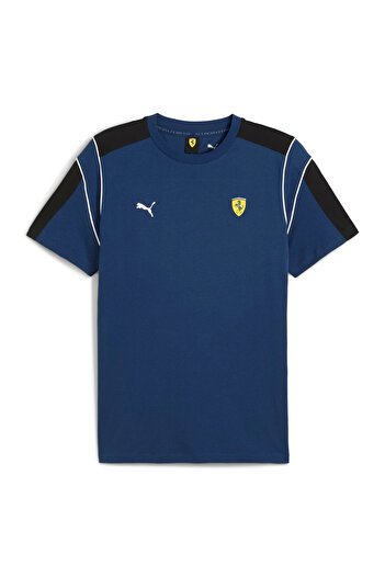 Puma 63276605 Ferrari Mt7 Tee Persian Bl Blue Round Neck Regular Fit Straight Men's T-Shirt