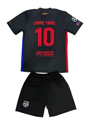 TETYS 2025-26 High Quality Barselona New Season Black Number 10 Lamine Yamal 2-Piece Set Kids Jersey